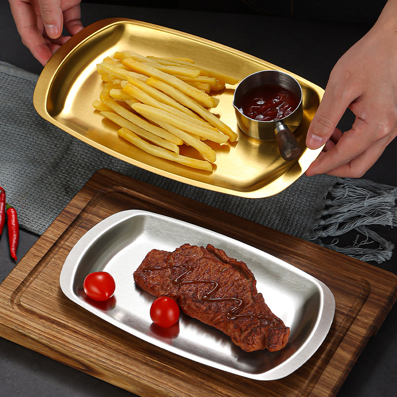 Food Snacks In Korea - Assiette à collation mate en acier